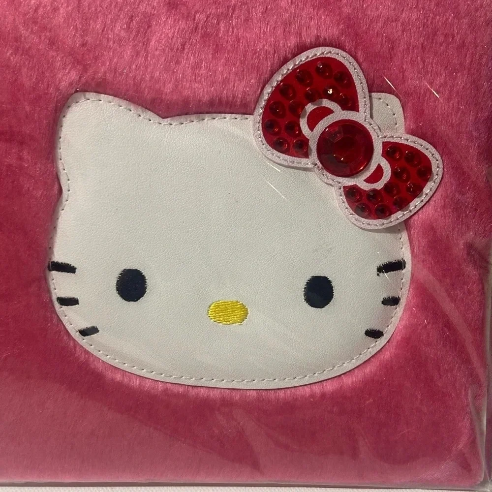 🍀 3 for $25 Hello Kitty Pink Fuzzy Papyrus Card Blank Inside All occasions